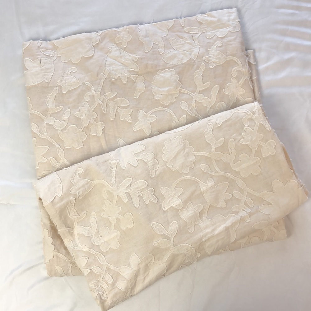 Anthropologie Cream Floral Shower Curtain